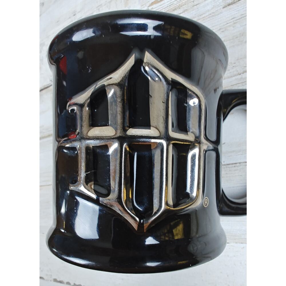 3D Intial Logo Harley-Davidson Coffee Tea Cup Mug Black Orange Ceramic